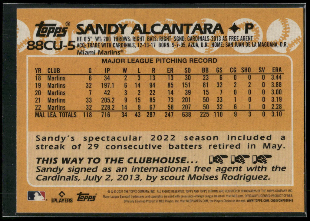 2023 Topps Chrome Update #88CU-5 Sandy Alcantara