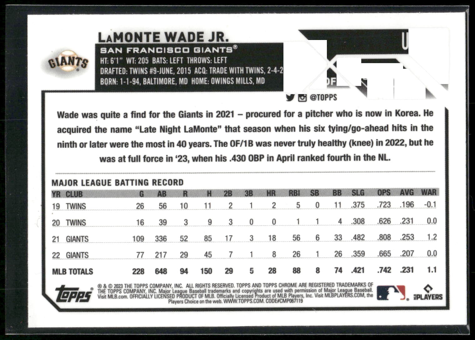 2023 Topps Chrome Update #USC110 LaMonte Wade Jr.