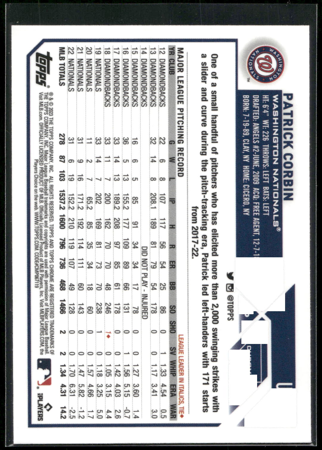 2023 Topps Chrome Update #USC70 Patrick Corbin