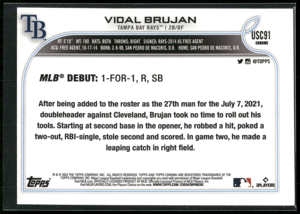 2022 Topps Update #US8 Vidal Brujan Purple