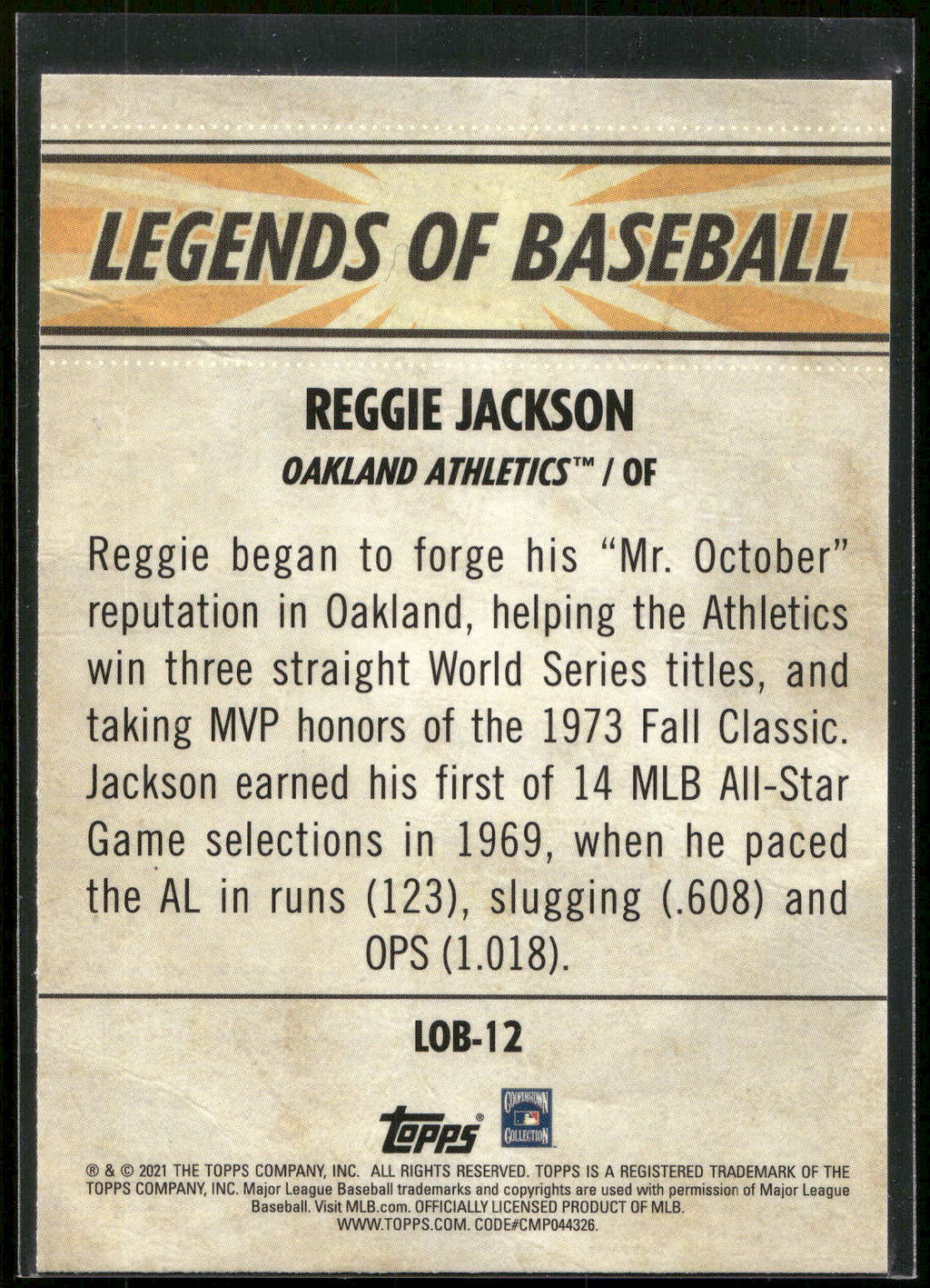 2021 Topps Opening Day #LOB-12 Reggie Jackson Legends of Baseball