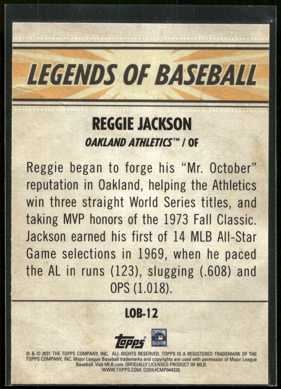 2021 Topps Opening Day #LOB-12 Reggie Jackson Legends of Baseball