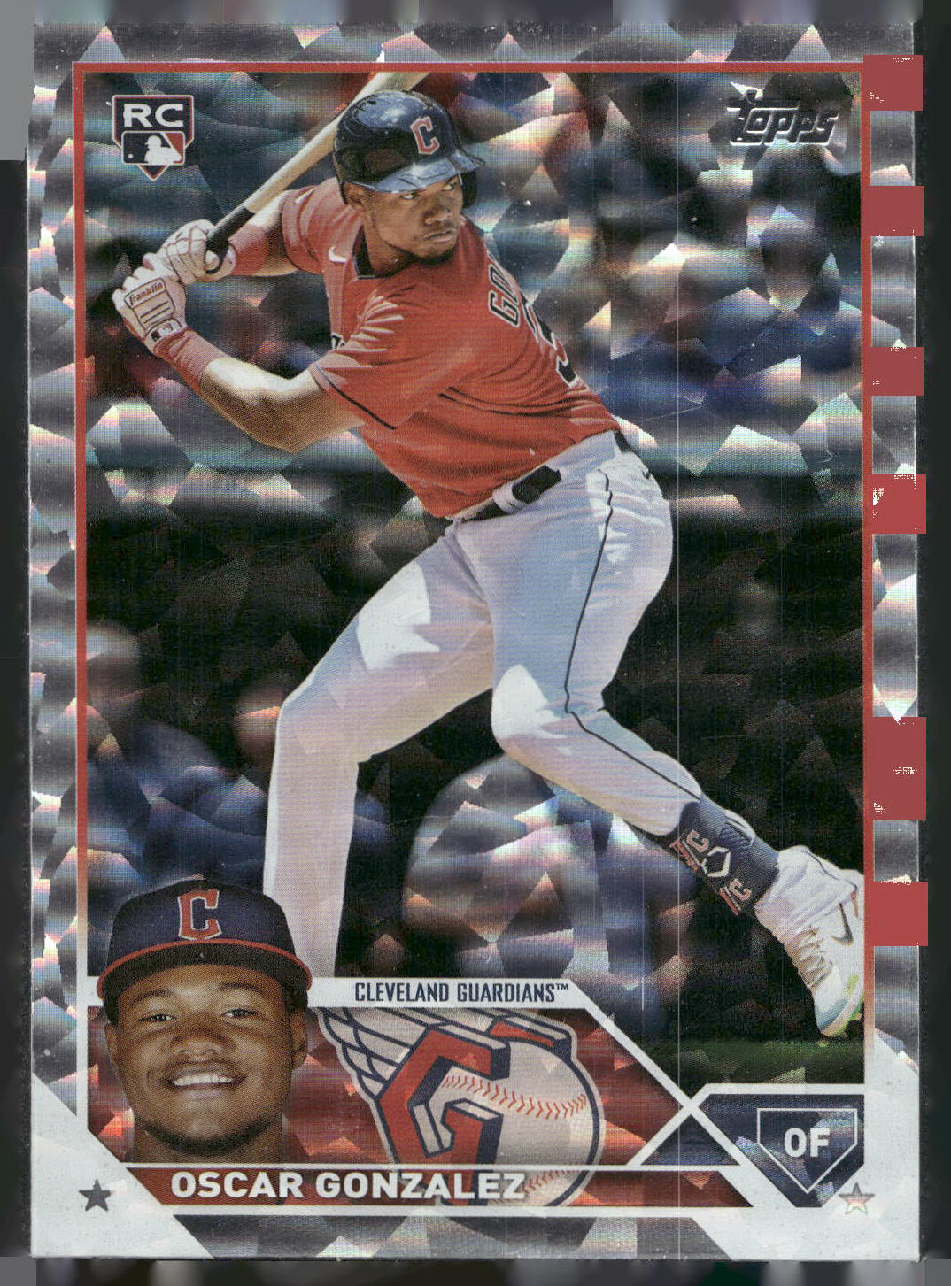 2023 Topps #119 Oscar Gonzalez Silver Pattern Foilboard