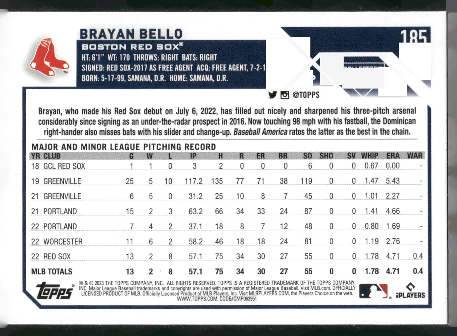 2023 Topps #185 Brayan Bello Silver Pattern Foilboard