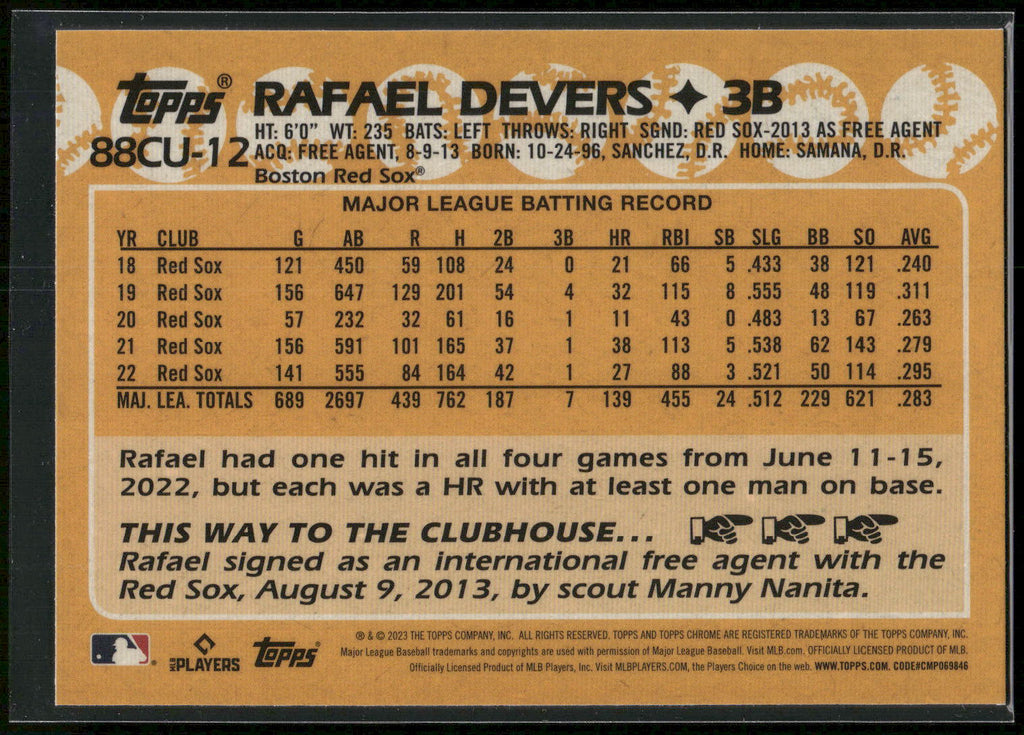 2023 Topps Chrome Update #88CU-12 Rafael Devers