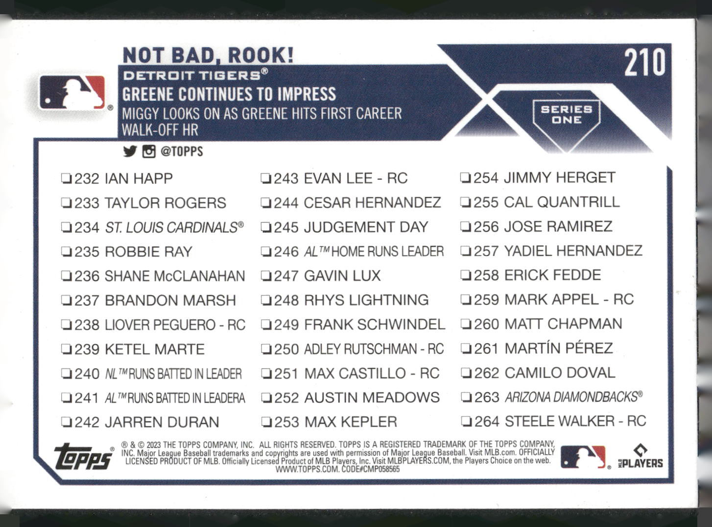 2023 Topps #210 Not Bad, Rook! Royal Blue