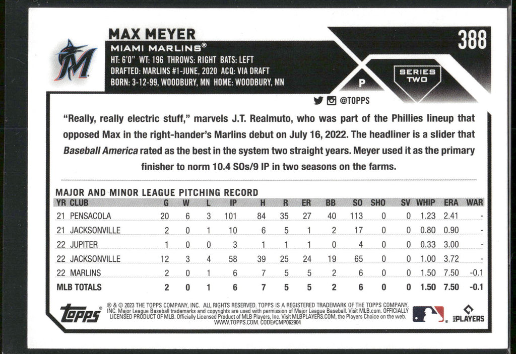 2023 Topps #388 Max Meyer Purple
