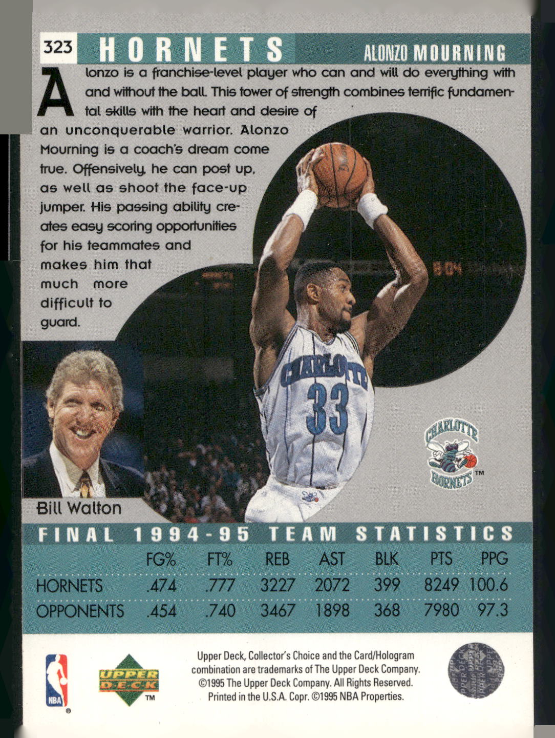 1995-96 Collector's Choice #323 Alonzo Mourning