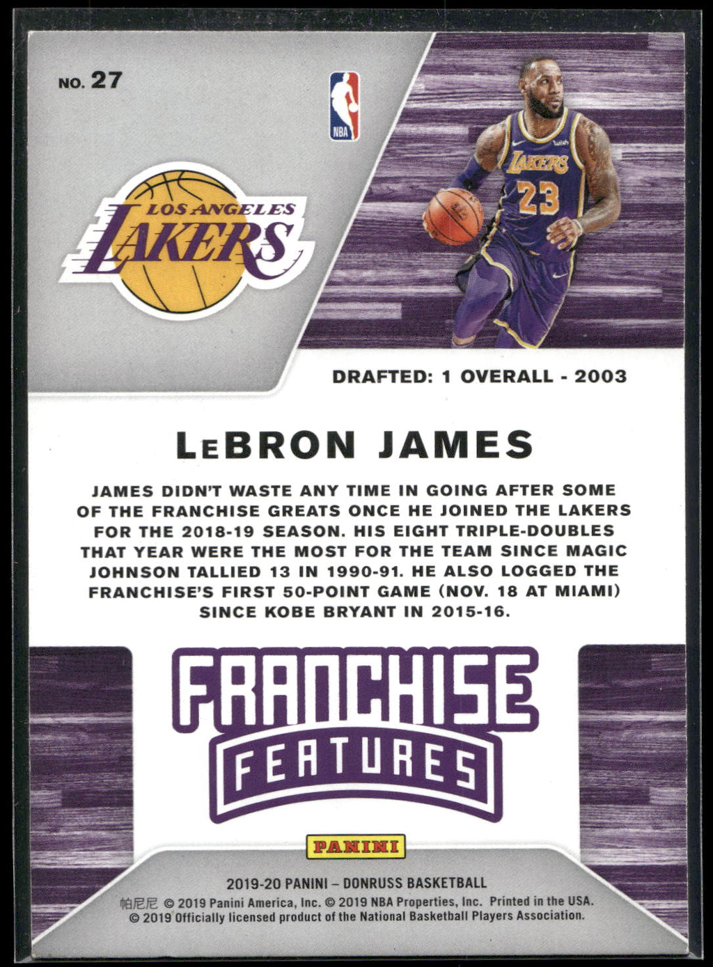2019-20 Donruss #27 LeBron James Franchise Features