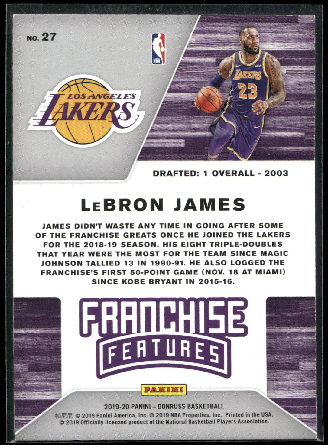2019-20 Donruss #27 LeBron James Franchise Features