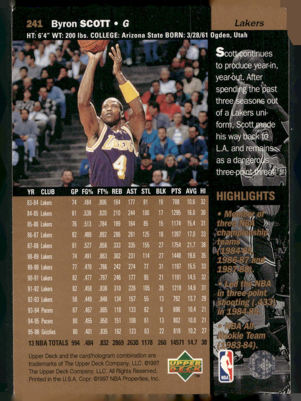 1996-97 Upper Deck #241 Byron Scott