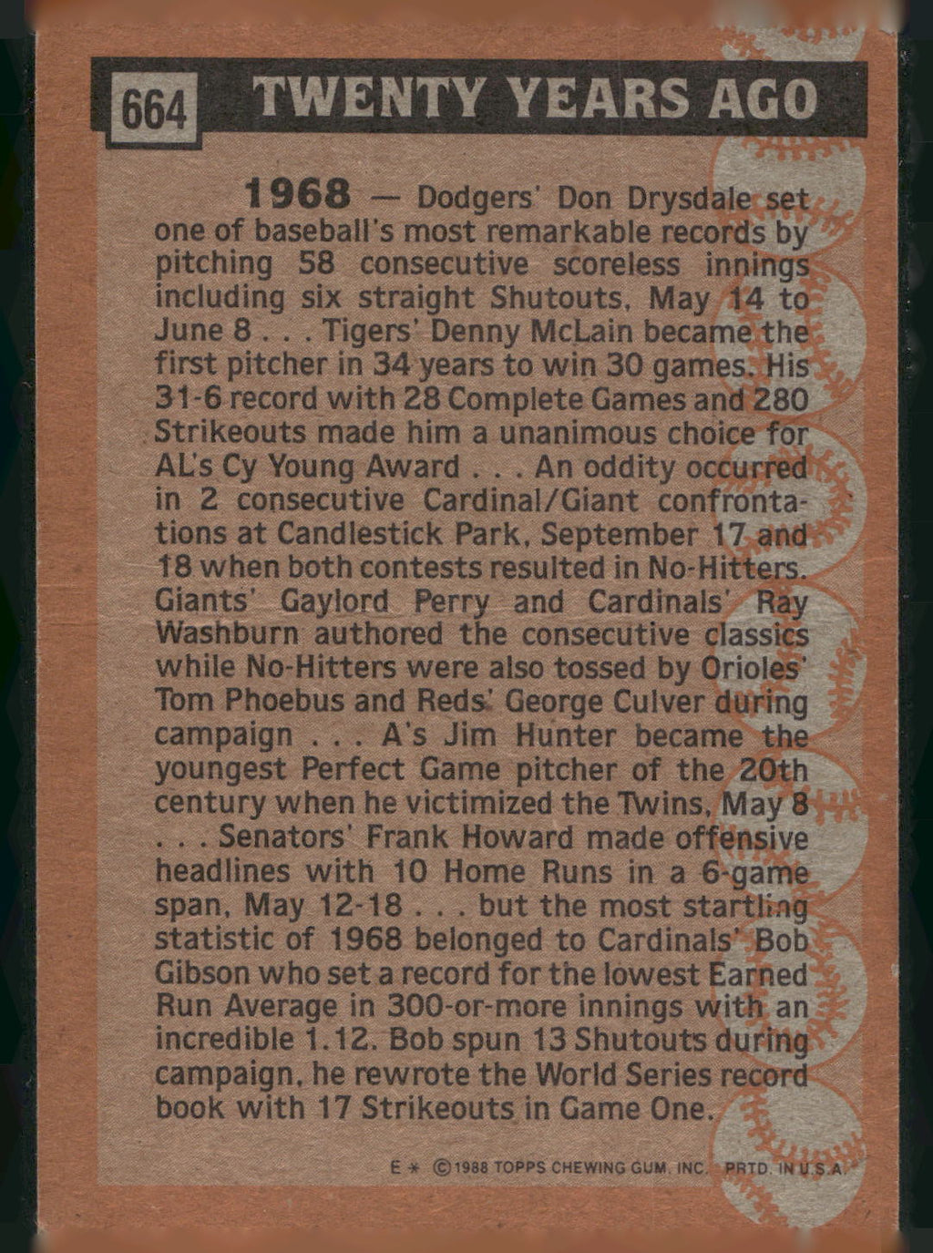 1988 Topps #664 Bob Gibson