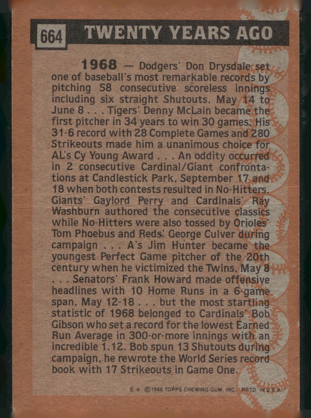 1988 Topps #664 Bob Gibson