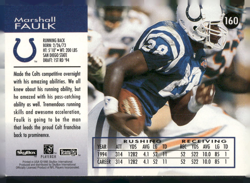 1995 SkyBox Impact #160 Marshall Faulk