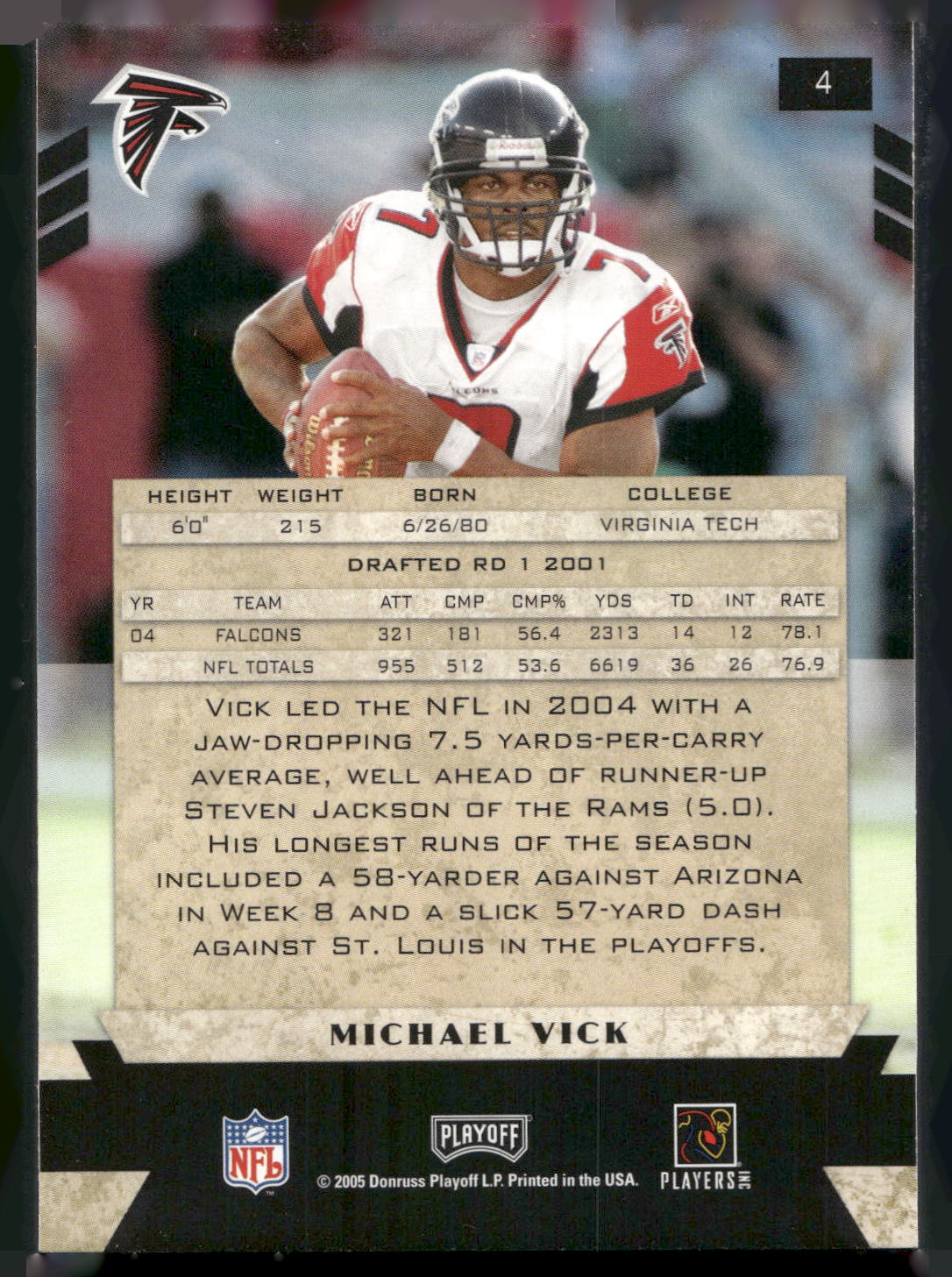 2005 Playoff Honors #4 Michael Vick