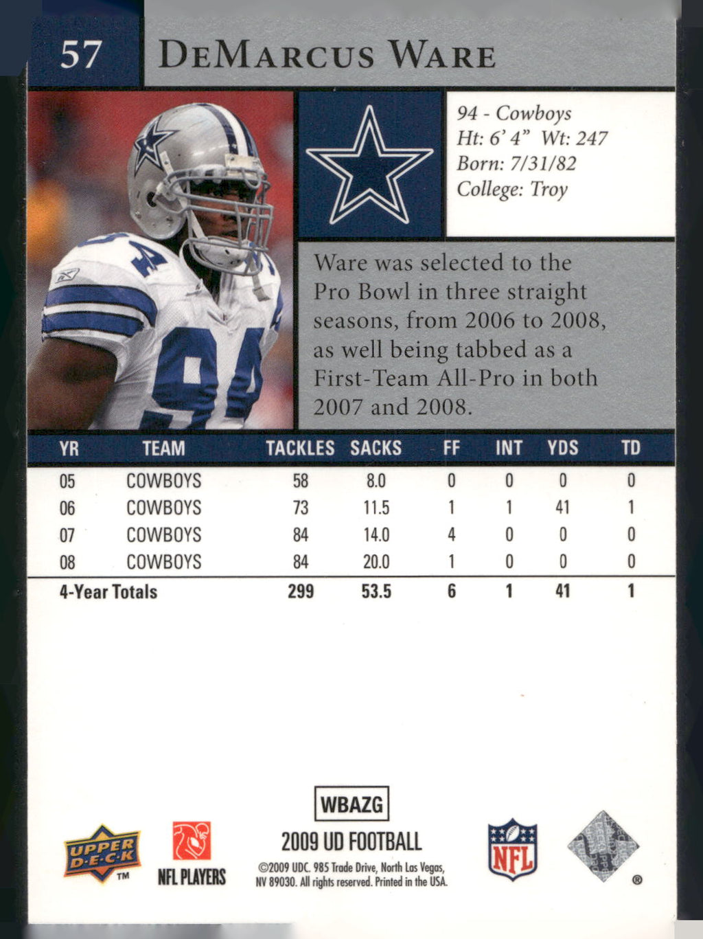 2009 Upper Deck #57 DeMarcus Ware