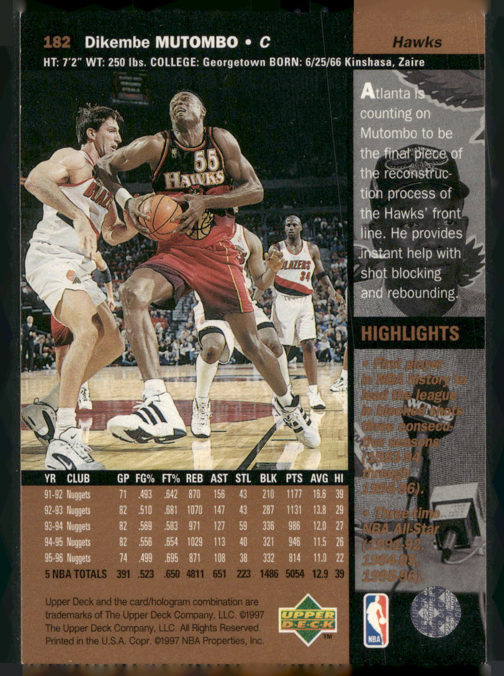 1996-97 Upper Deck #182 Dikembe Mutombo