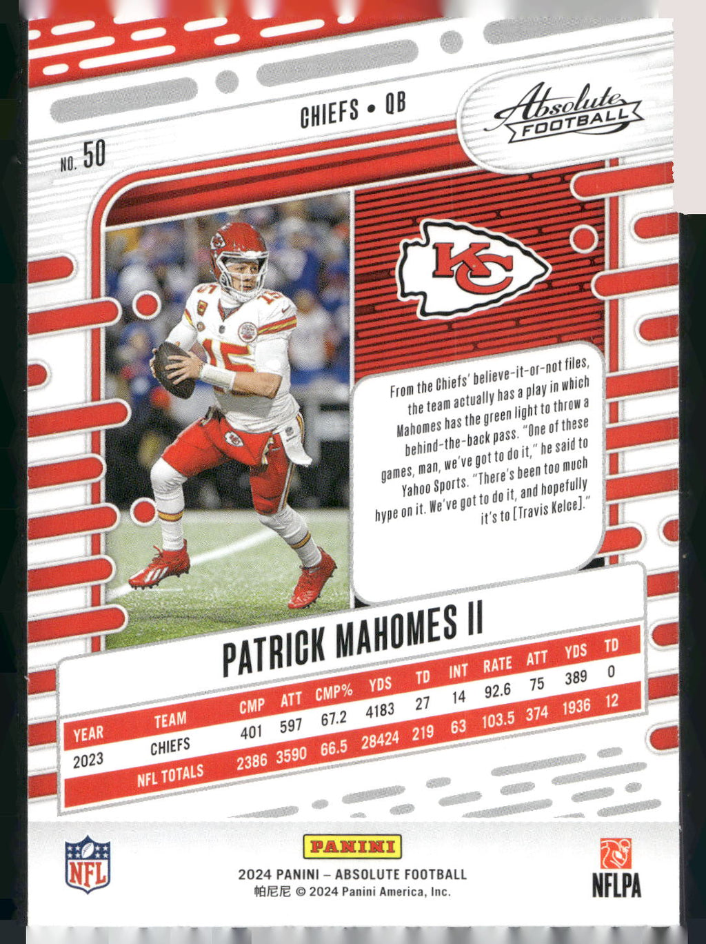 2024 Panini Absolute #50 Patrick Mahomes II Retail