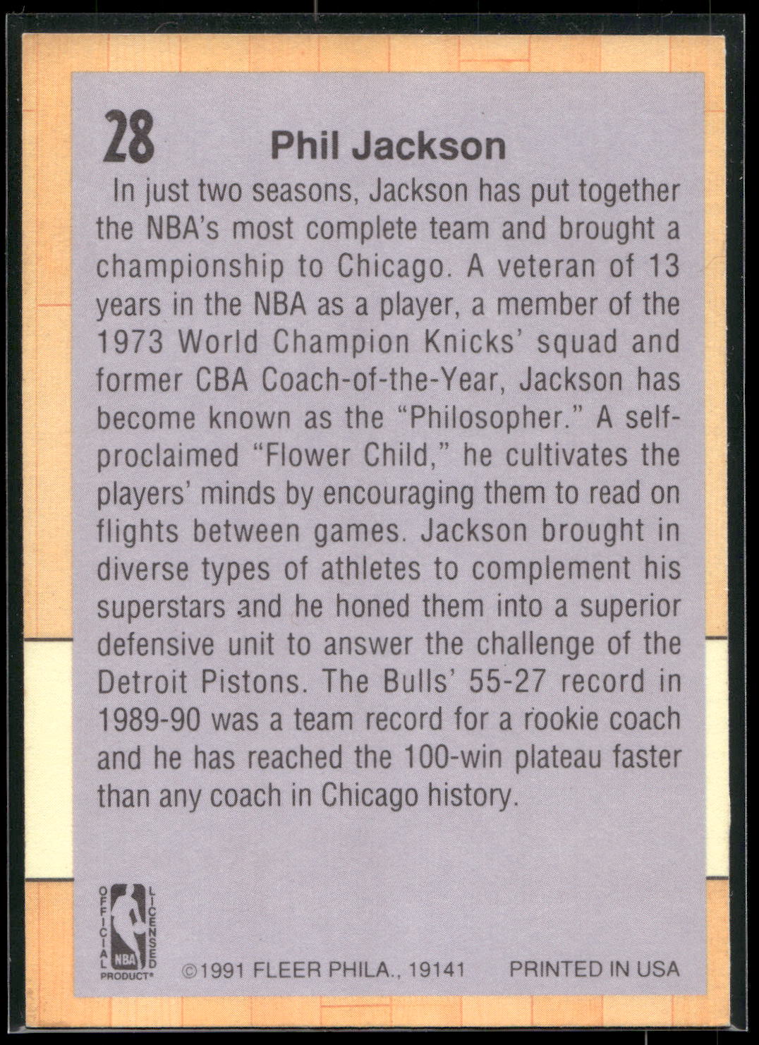 1991-92 Fleer #28 Phil Jackson