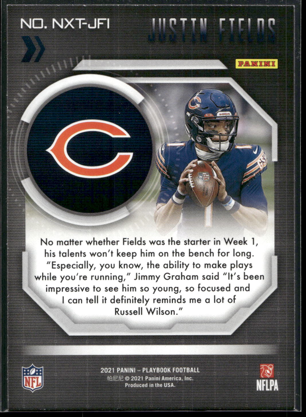 2021 Panini Playbook #NXT-JFI Justin Fields Next Up