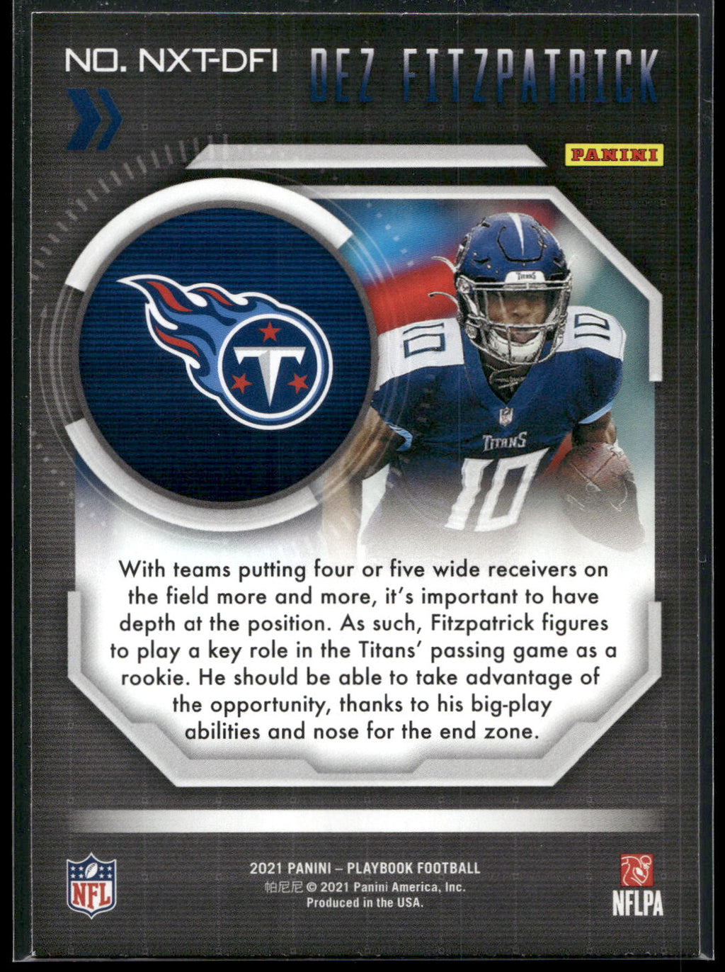 2021 Panini Playbook #NXT-DFI Dez Fitzpatrick Next Up