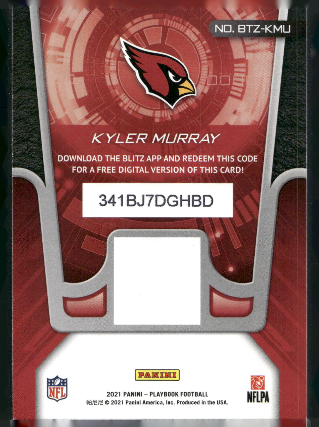 2021 Panini Playbook #BTZ-KMU Kyler Murray Blitz