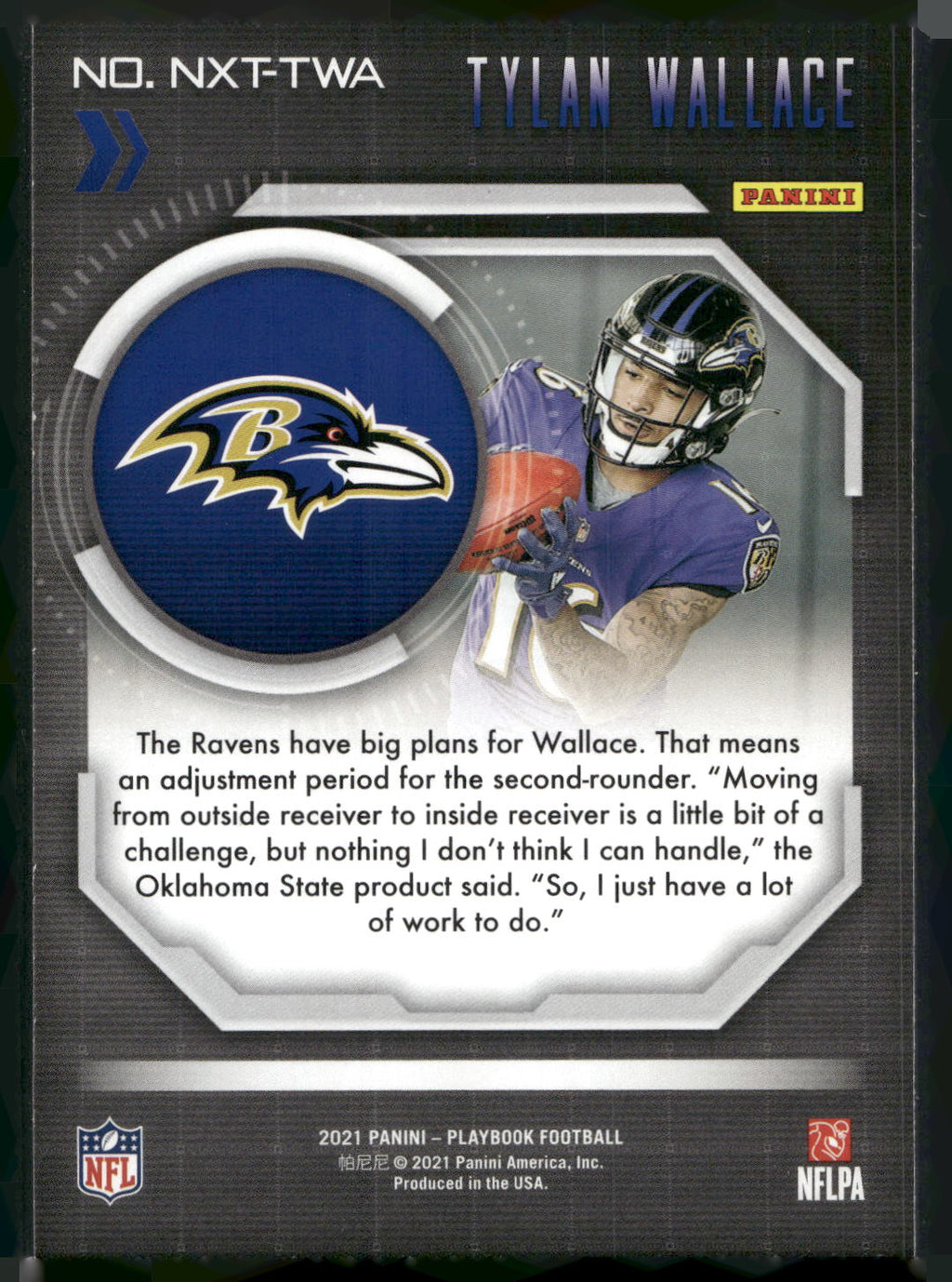 2021 Panini Playbook #NXT-TWA Tylan Wallace Next Up