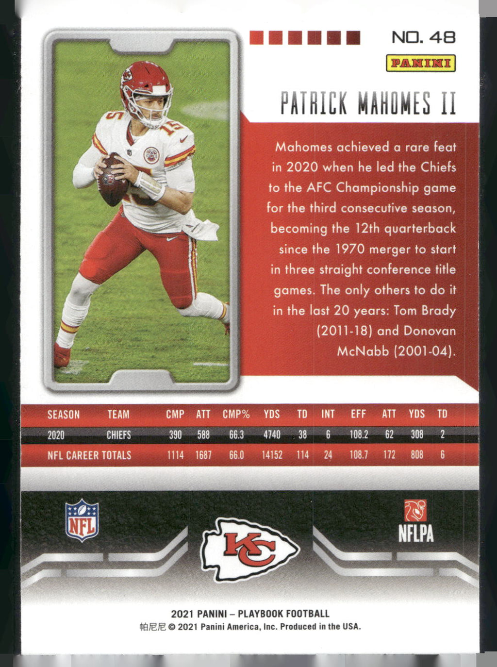 2021 Panini Playbook #48 Patrick Mahomes II
