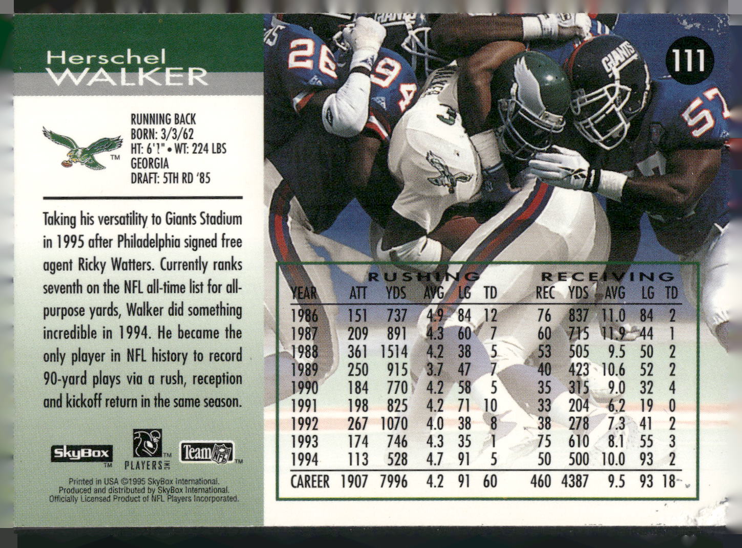 1995 SkyBox Impact #111 Herschel Walker