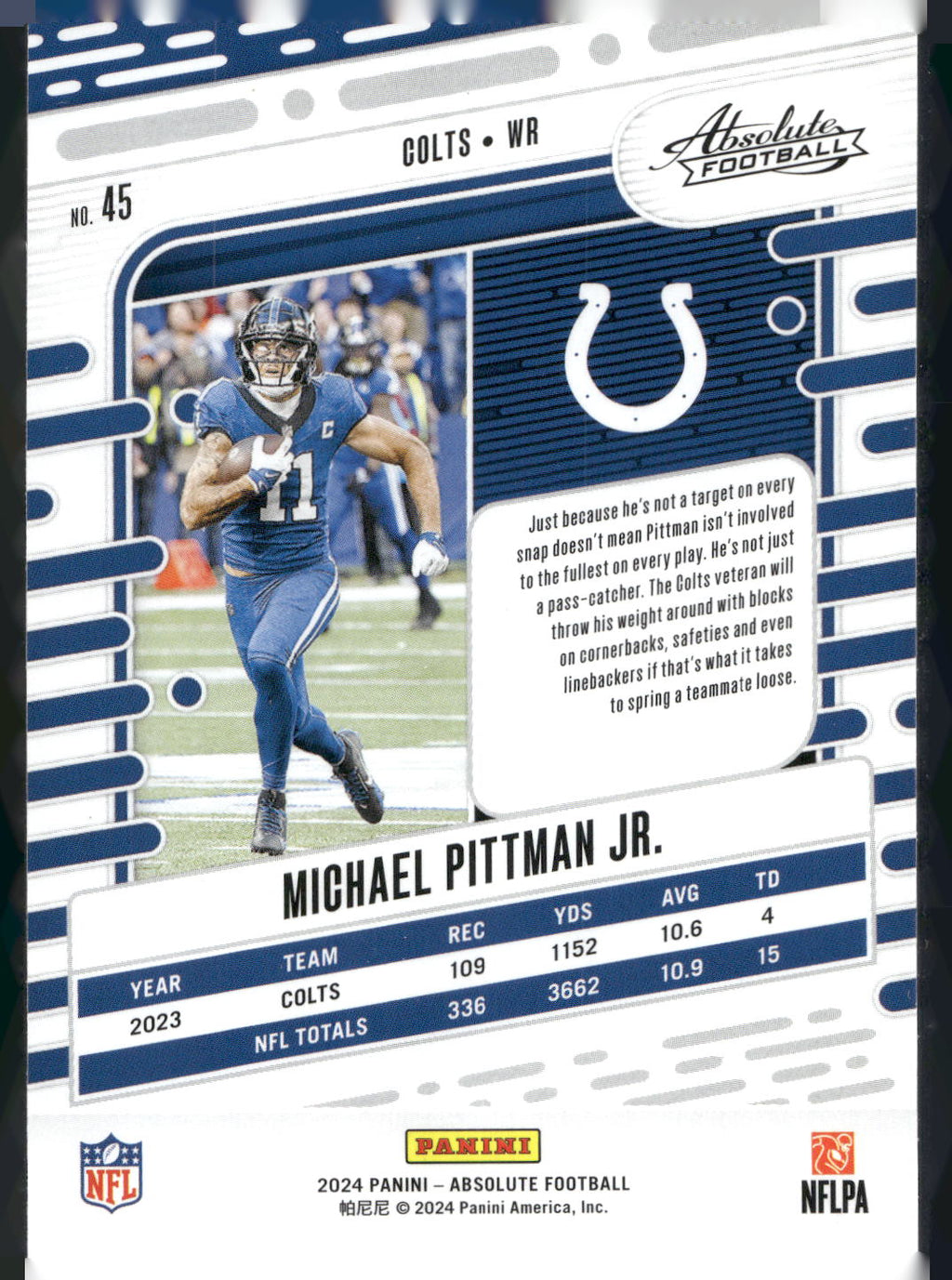 2024 Panini Absolute #45 Michael Pittman Jr. Retail