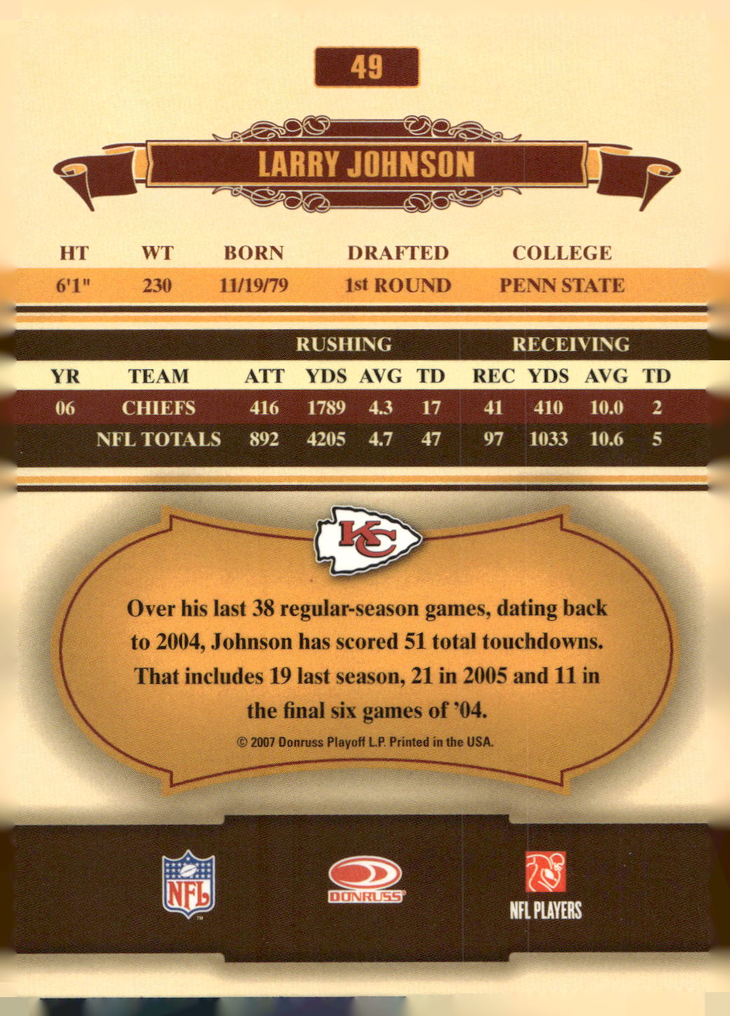 2007 Donruss Classics #49 Larry Johnson