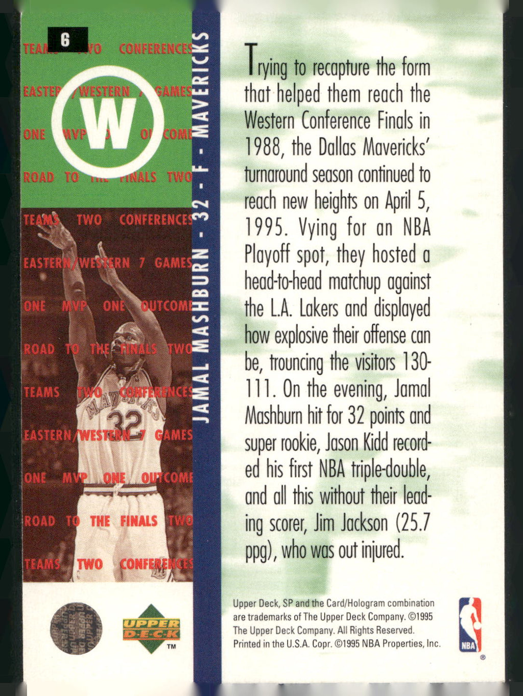 1994-95 SP Championship #6 Jamal Mashburn