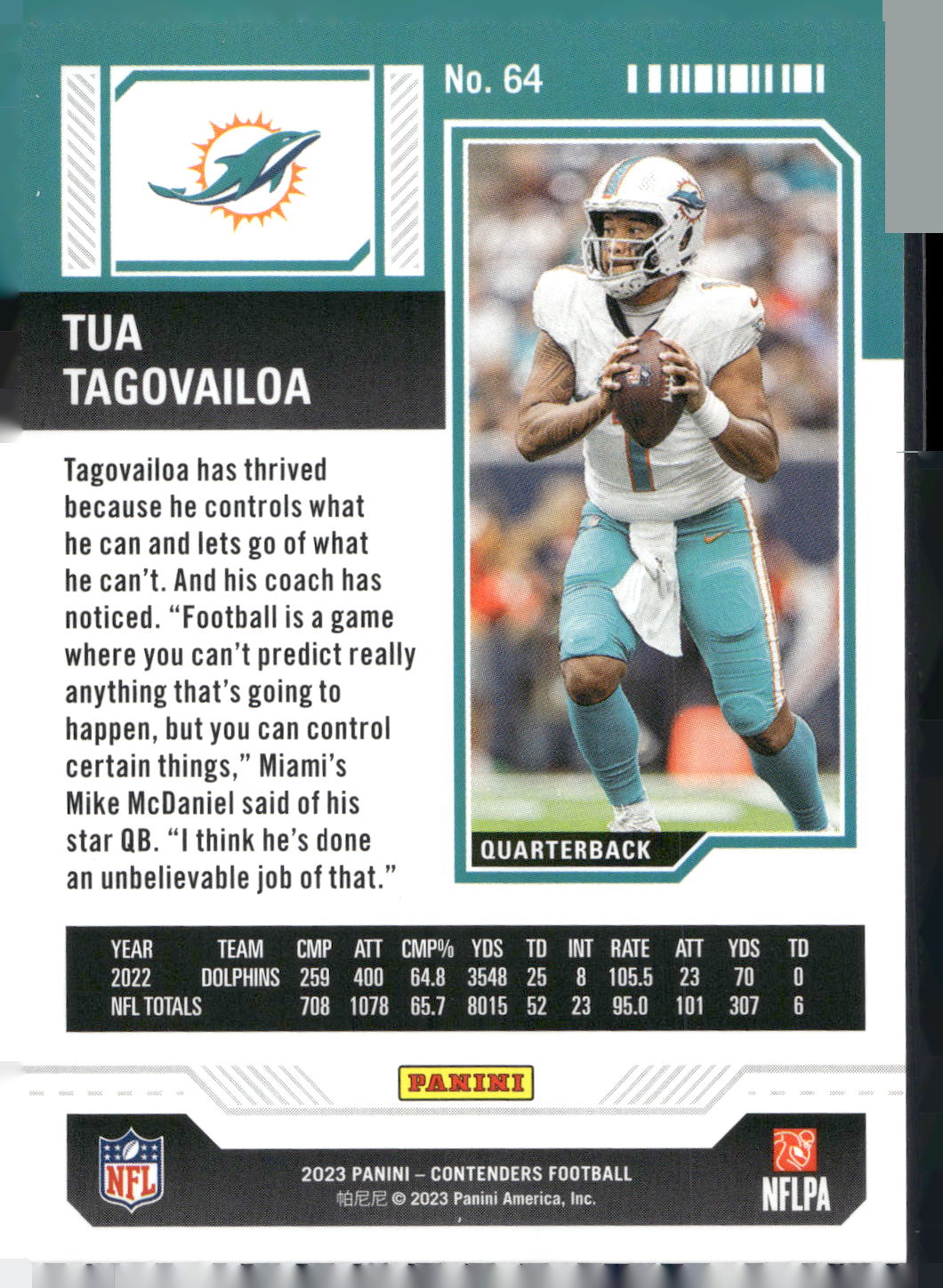 2023 Panini Contenders #64 Tua Tagovailoa Season Ticket Retail