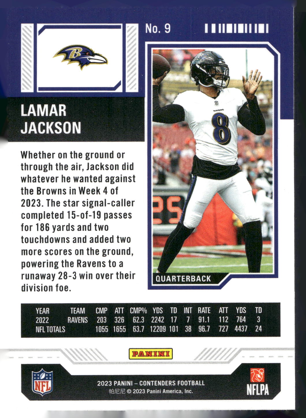 2023 Panini Contenders #9 Lamar Jackson Season Ticket Retail