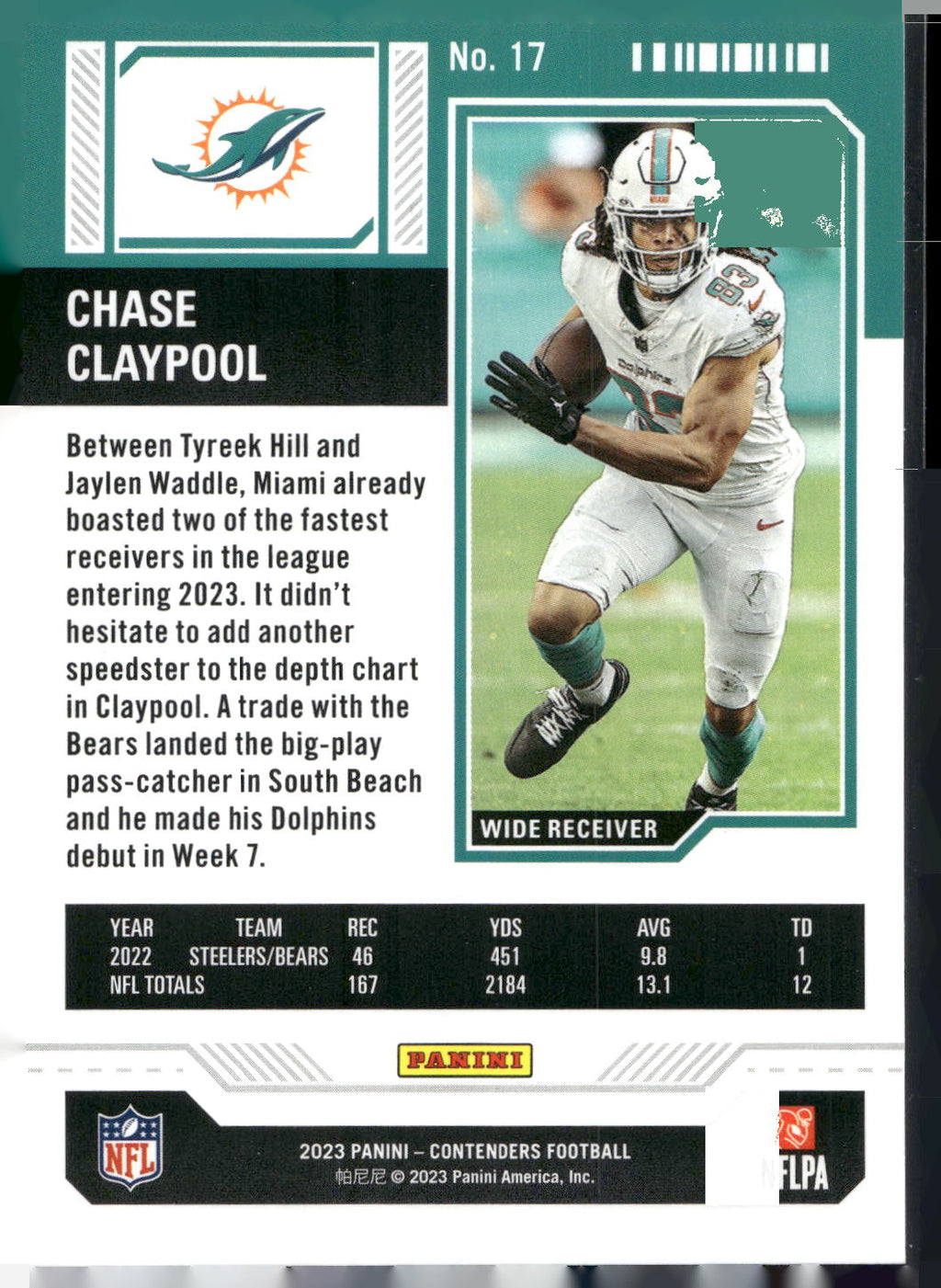 2023 Panini Contenders #17 Chase Claypool Season Ticket Retail