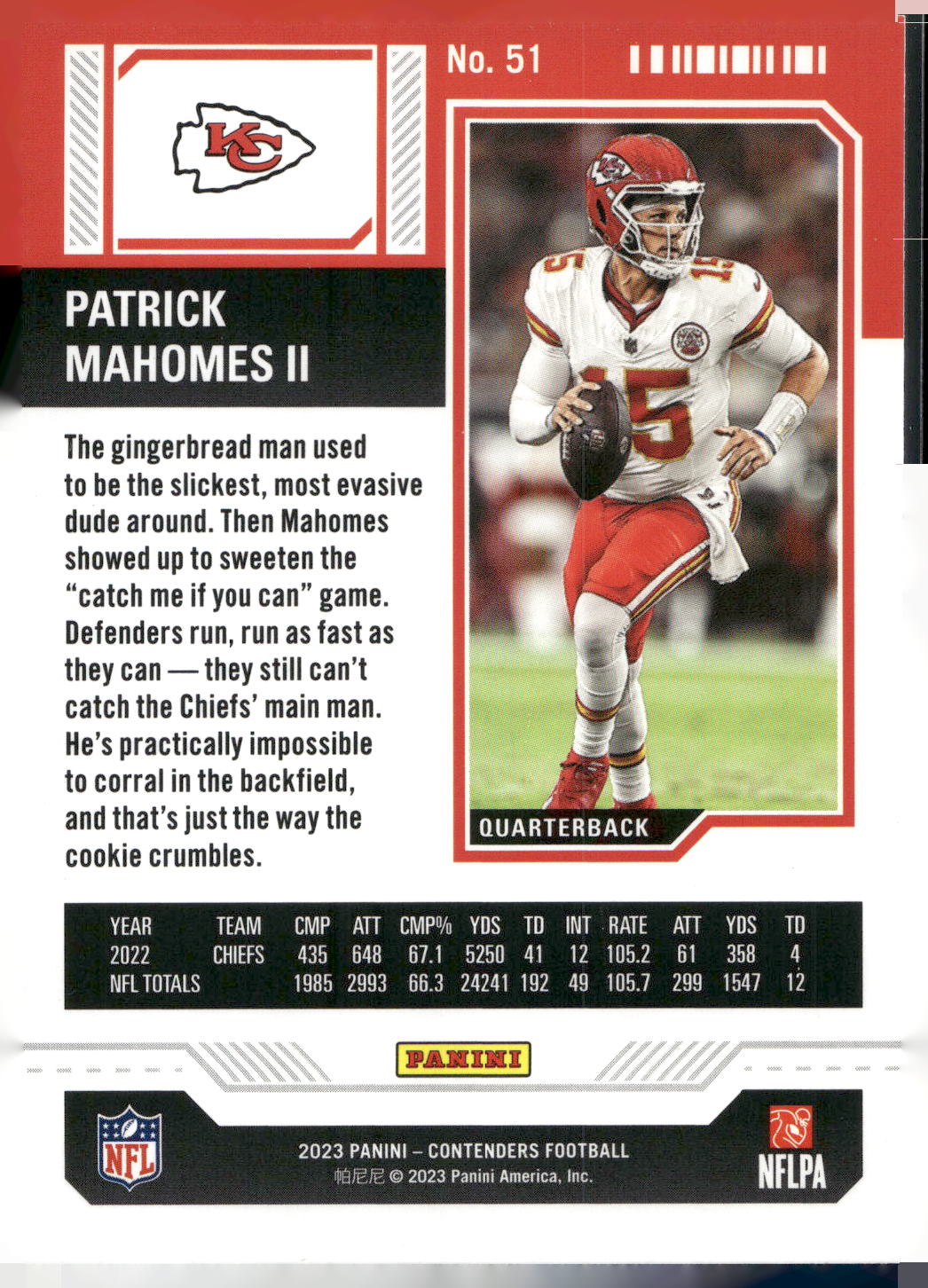 2023 Panini Contenders #51 Patrick Mahomes II Season Ticket Retail