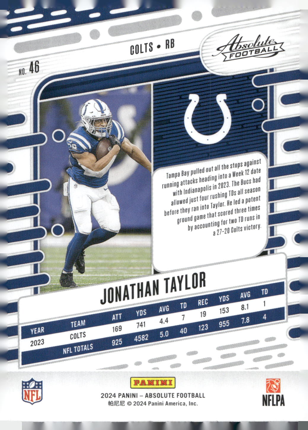 2024 Panini Absolute #46 Jonathan Taylor Blue