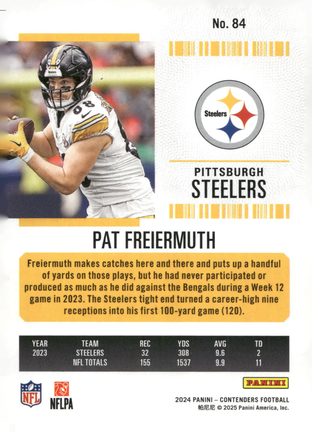 2024 Panini Contenders #84 Pat Freiermuth Retail