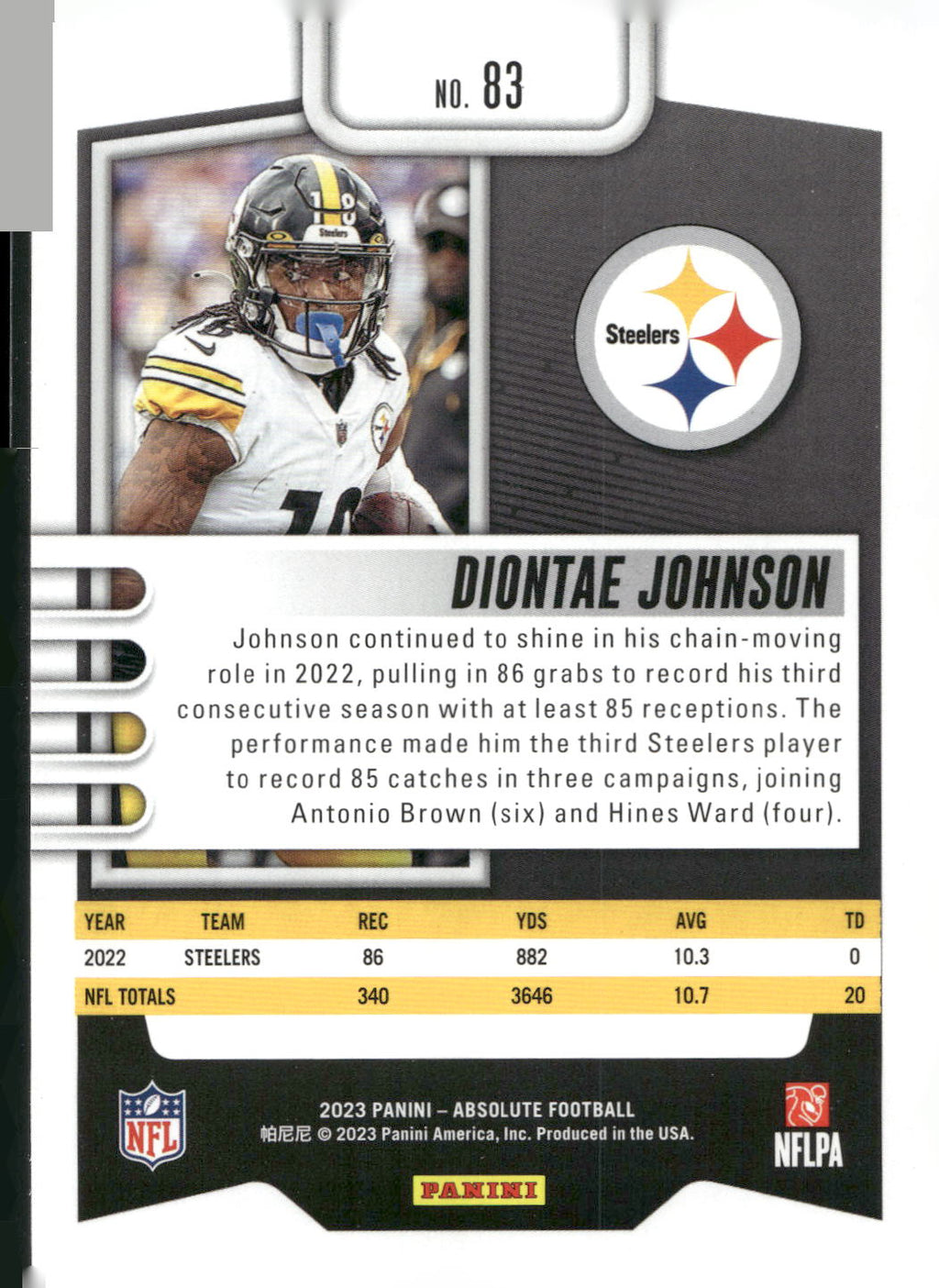 2023 Panini Absolute #83 Diontae Johnson