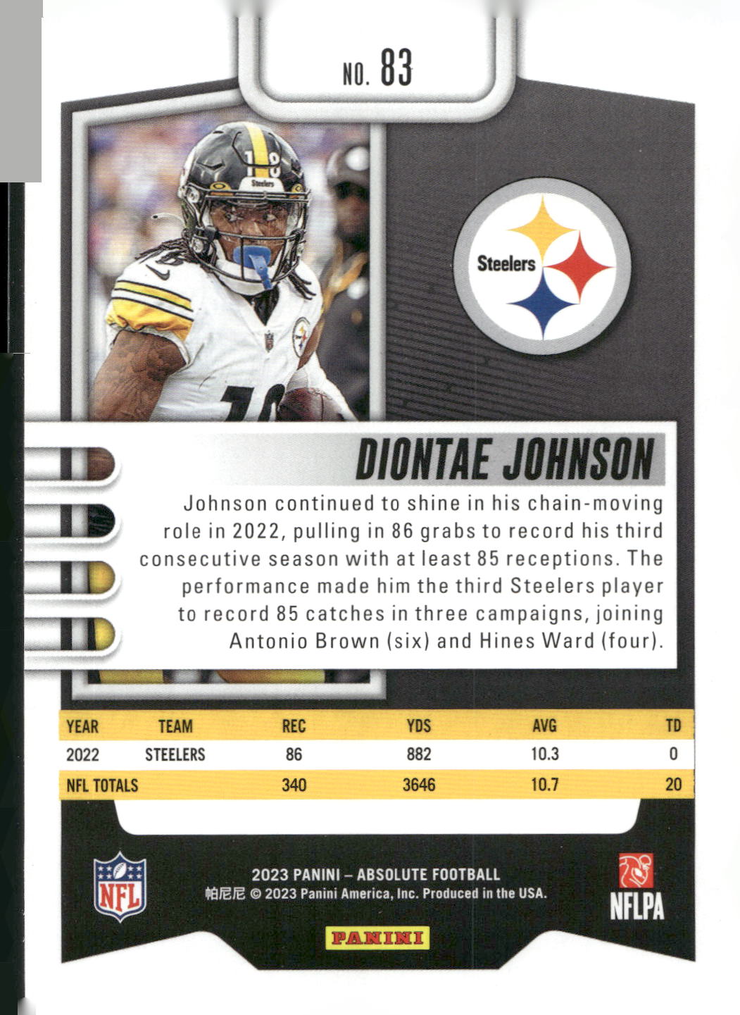 2023 Panini Absolute #83 Diontae Johnson