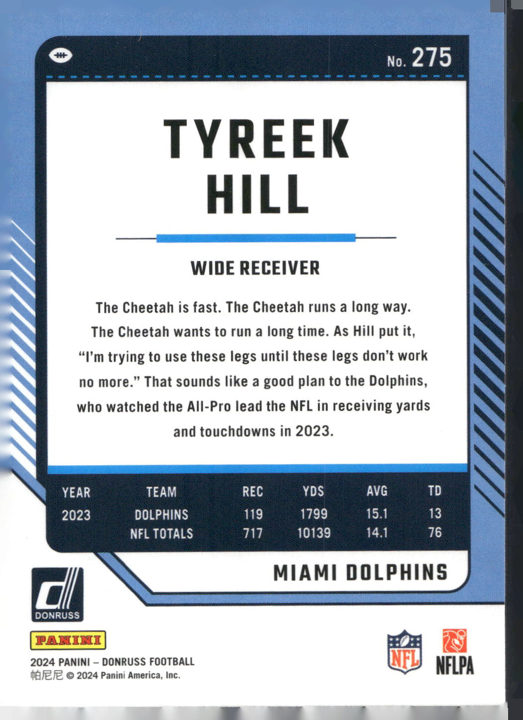 2024 Donruss #275 Tyreek Hill