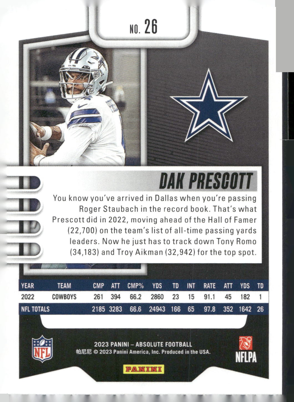 2023 Panini Absolute #26 Dak Prescott Retail