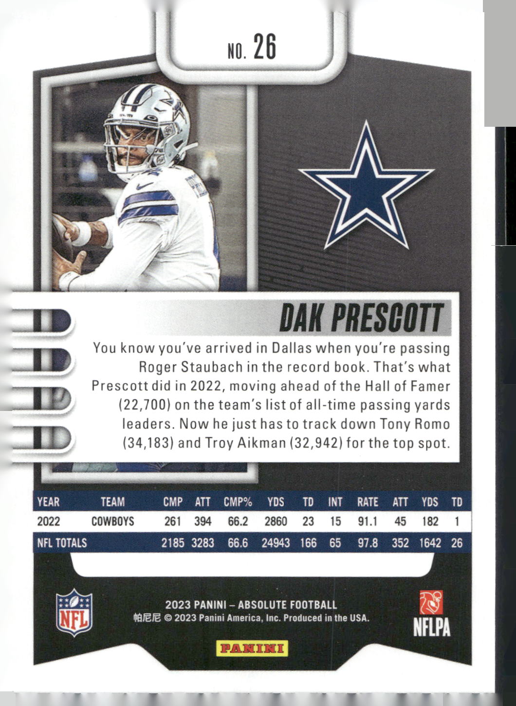 2023 Panini Absolute #26 Dak Prescott Retail