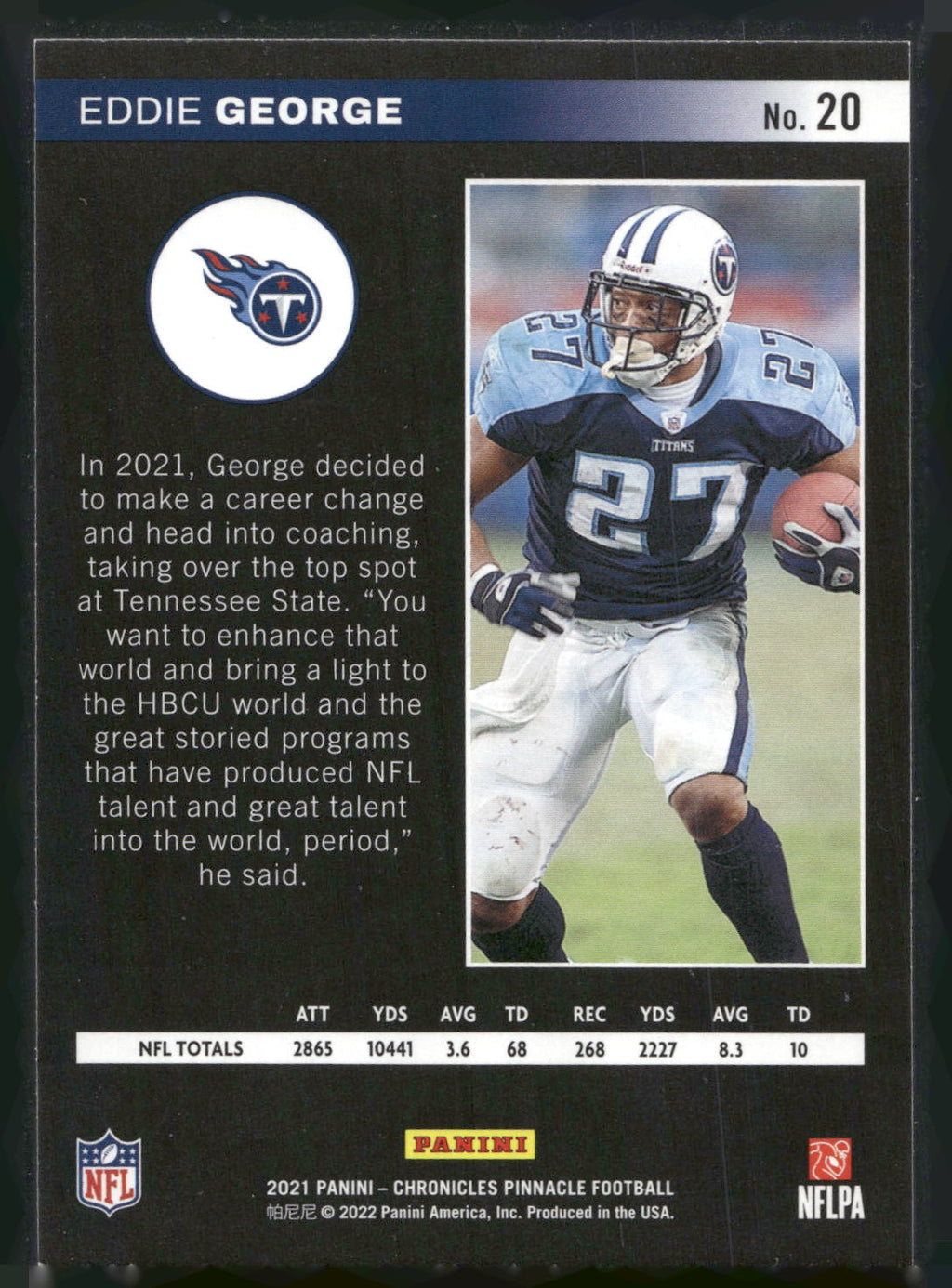 2021 Panini Chronicles #20 Eddie George Pinnacle
