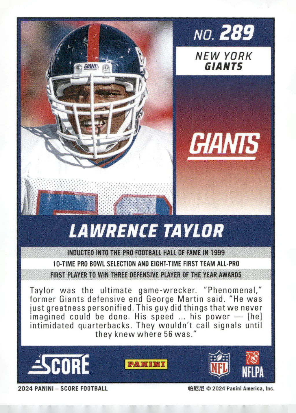 2024 Score #289 Lawrence Taylor