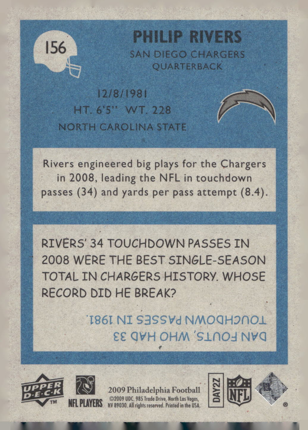 2009 Philadelphia #156 Philip Rivers
