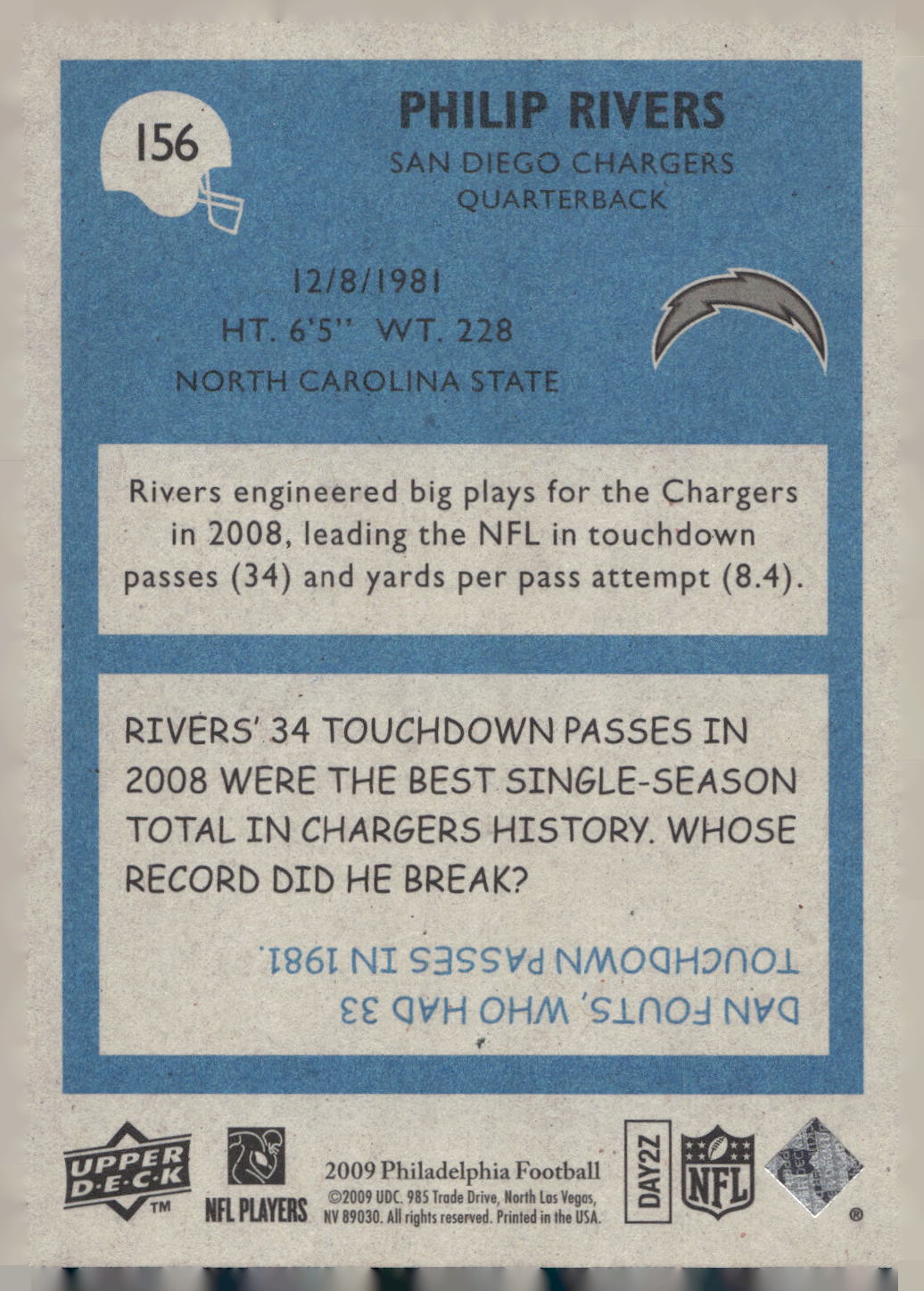 2009 Philadelphia #156 Philip Rivers