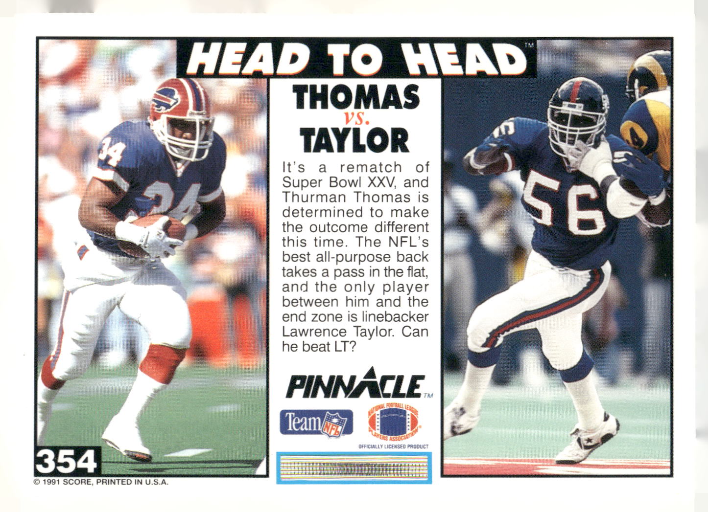 1991 Pinnacle #354 Thurman Thomas / Lawrence Taylor