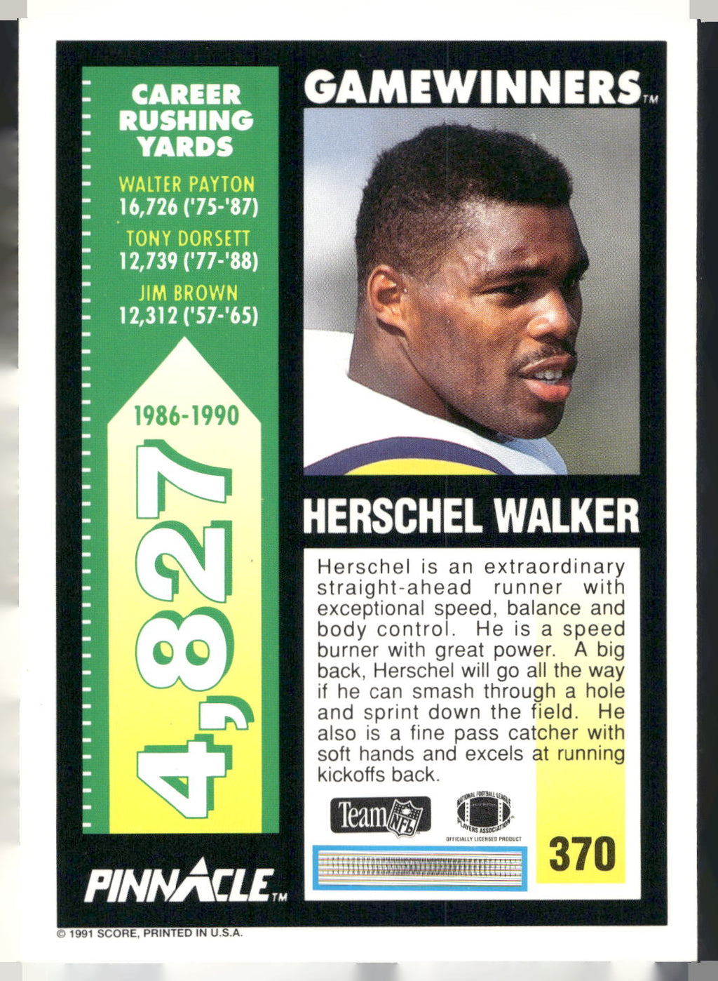 1991 Pinnacle #370 Herschel Walker