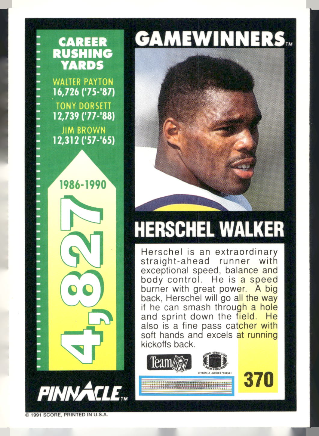 1991 Pinnacle #370 Herschel Walker